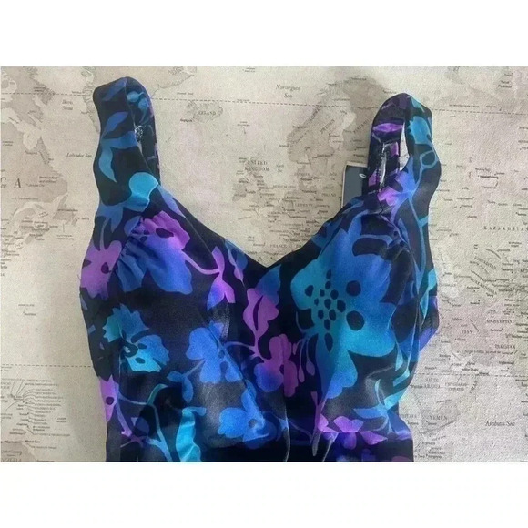 Vintage 80s 90s Maxine of Hollywood Floral One Piece Swimsuit 14 XS Vintage Size - Picture 2 of 11